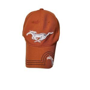 Ford Mustang Orange Baseball Cap  Embroidered‎ Running Horse Logo Adjustable Hat